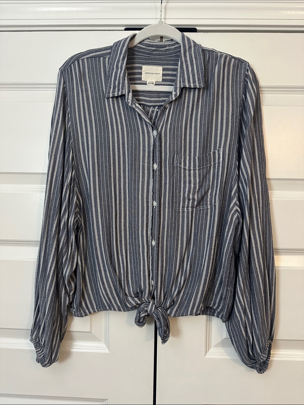 American Eagle Blue & White Striped Top